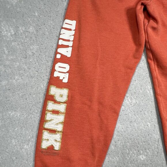 VTG Victoria Secret PINK Jogger Sweatpants Womens Medium Orange Cropped Y2K - Picture 4 of 14